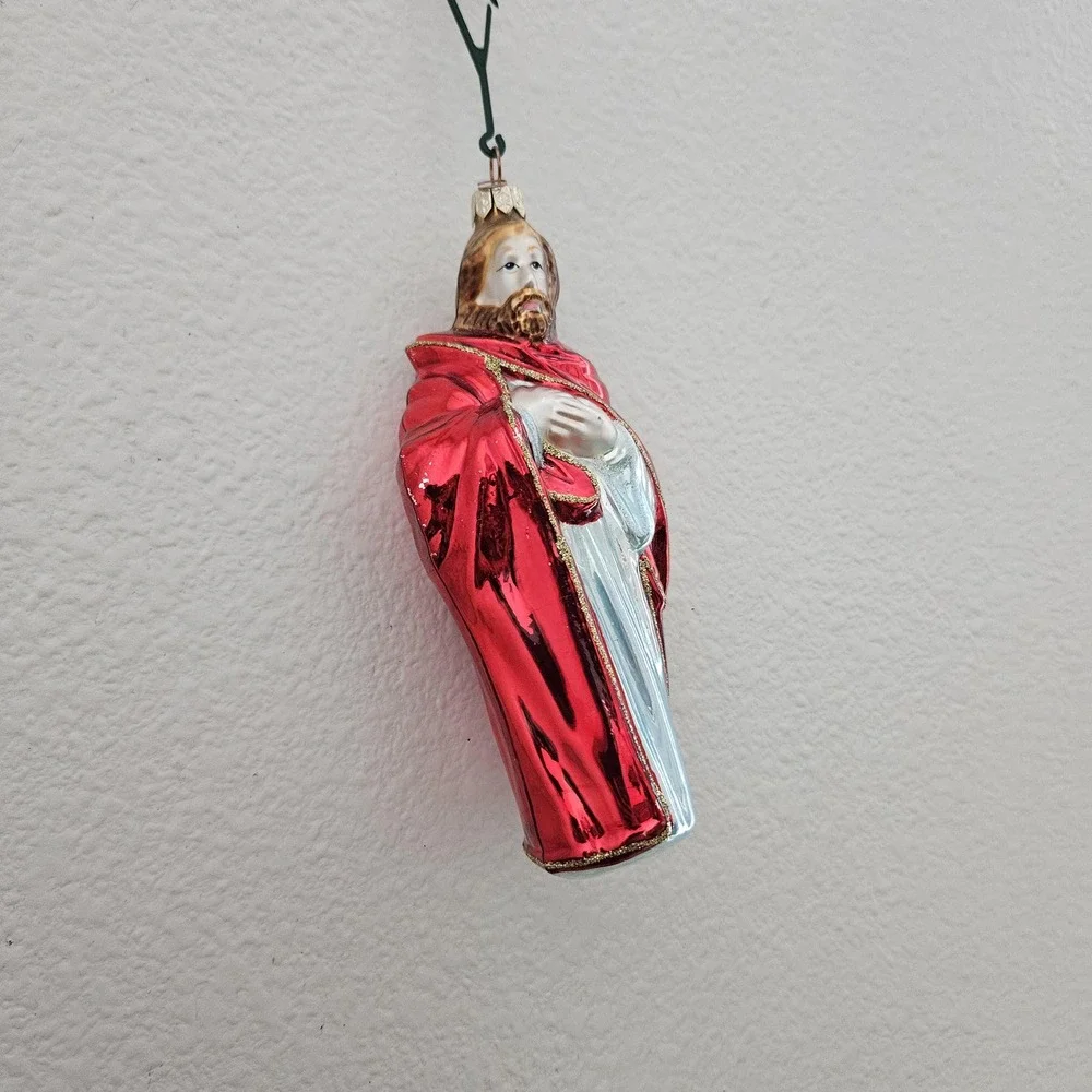 Glass Christmas ornament  Saint Joseph‎ with Red glitter rope